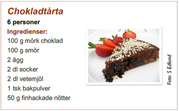 bild på chokladtårta ur uppgift från nationella provet Matte A